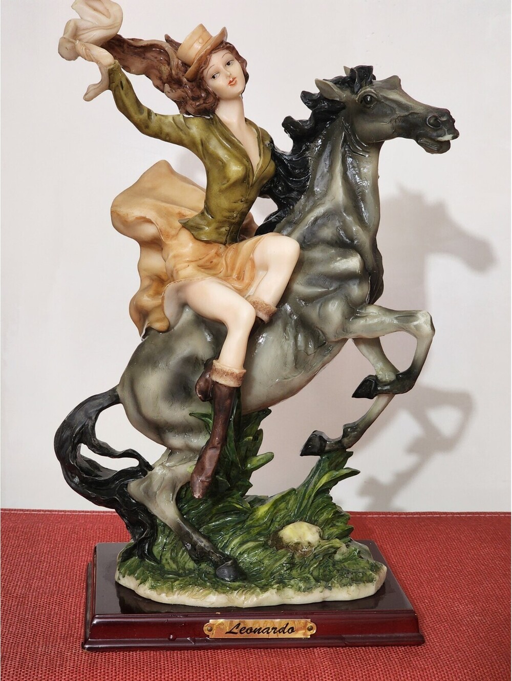 LARGE The PEGGY COLLECTION Lady Woman Riding Horse Statue Figurine 13" × 5" Tall